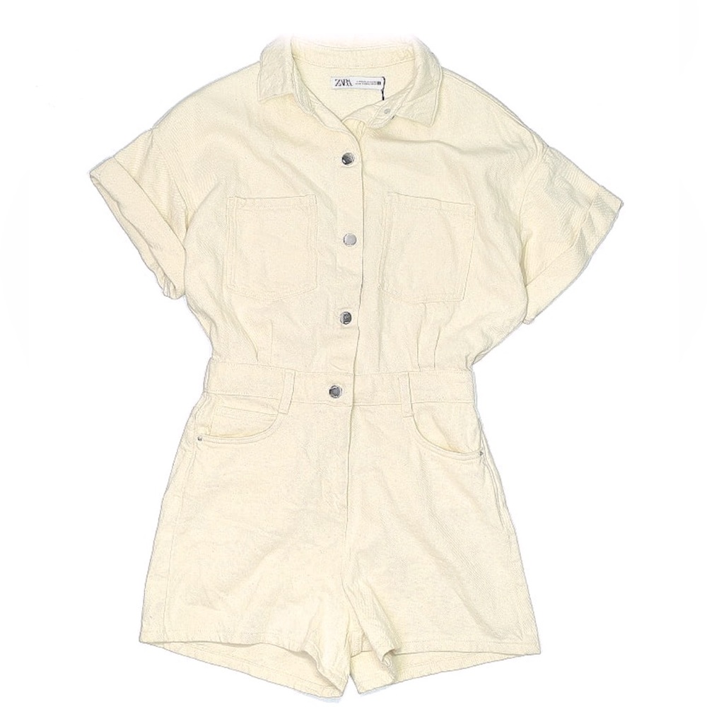 Zara Jumpsuit Shorts Denim S/M Brand New NWT